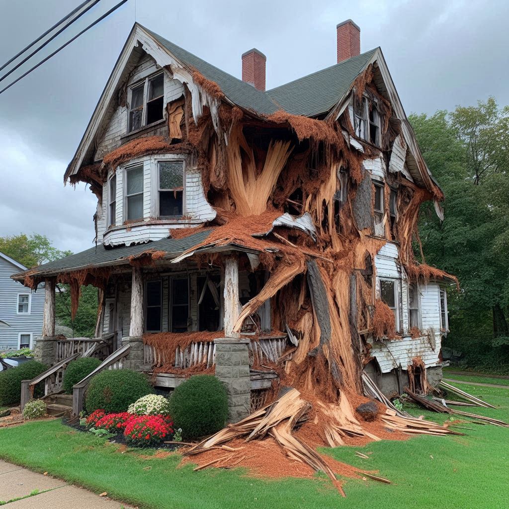 Signs Your Ridgefield Home Needs a Tree Inspection Damaged tree on an Ridgefield home showing signs of disease and decay